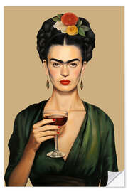 Wandsticker Frida mit Weinglas