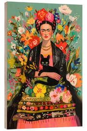 Holzbild Frida's bunte Blumen Liebe - Carina Artspace