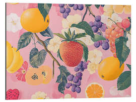 Alubild Erdbeer-Liebe mit Blüten - Carina Artspace