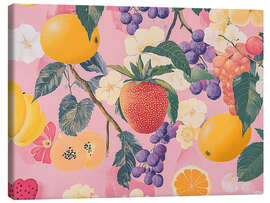 Leinwandbild Erdbeer-Liebe mit Blüten - Carina Artspace