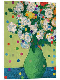 Acrylglasbild Weiße Rosen mit Konfetti - Carina Artspace