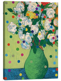 Leinwandbild Weiße Rosen mit Konfetti - Carina Artspace