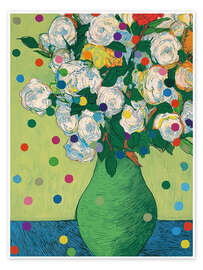 Wandbild Weiße Rosen mit Konfetti - Carina Artspace