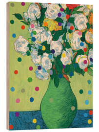 Holzbild Weiße Rosen mit Konfetti - Carina Artspace