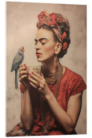 Tableau en verre acrylique Bird love with Frida