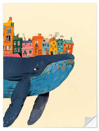 Wall sticker Moving with a blue whale - Carina Artspace