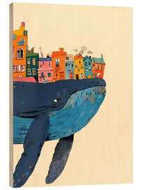 Holzbild Umzug mit Blauwal - Carina Artspace