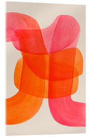 Acrylglasbild Abstrakte Farbbögen in Pink-Orange II - Carina Artspace