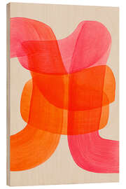 Holzbild Abstrakte Farbbögen in Pink-Orange II