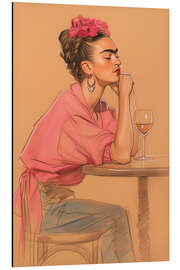 Aluminium print A glass with Frida - Carina Artspace