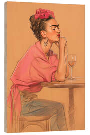 Holzbild Ein Glas mit Frida - Carina Artspace