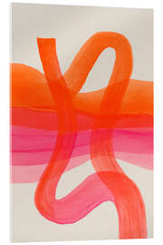 Acrylglasbild Abstrakte Farbbögen in Pink-Orange I