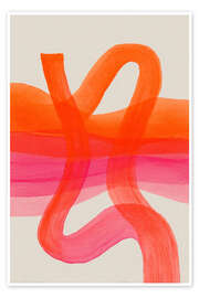 Wandbild Abstrakte Farbbögen in Pink-Orange I - Carina Artspace