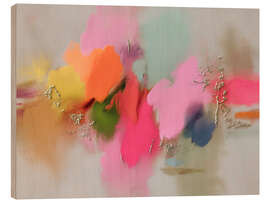 Holzbild Silbrige Farbflächen - Carina Artspace