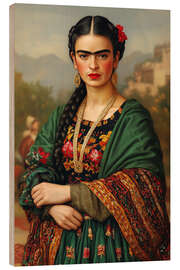 Holzbild Frida die Seele Mexikos - Carina Artspace