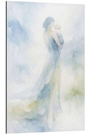 Tableau en aluminium Mother with baby in soft blue tones - Natalie Bruns