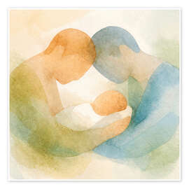 Poster Väter mit ihrem neugeborenen Baby - Natalie Bruns