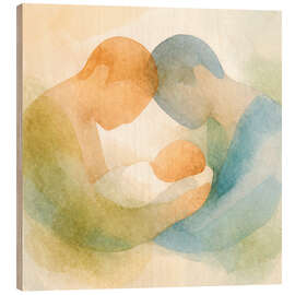 Holzbild Väter mit ihrem neugeborenen Baby - Natalie Bruns