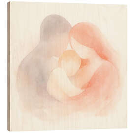 Holzbild Abstraktes Familienporträt in warmen Tönen - Natalie Bruns