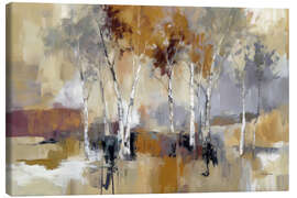 Leinwandbild Birkenwald in warmen Erdtönen - Leon Devenice