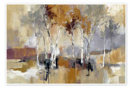 Wandbild Birkenwald in warmen Erdtönen - Leon Devenice