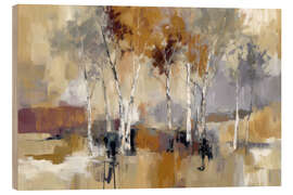 Holzbild Birkenwald in warmen Erdtönen - Leon Devenice