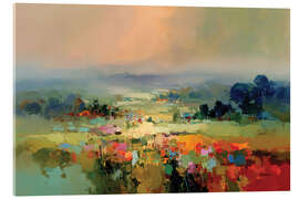 Acrylglasbild Abstrakte Felder und sanfter Pastellhimmel - Leon Devenice