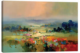 Leinwandbild Abstrakte Felder und sanfter Pastellhimmel - Leon Devenice