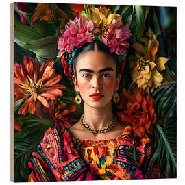 Holzbild Frida Kahlo Floral - Mark Ashkenazi