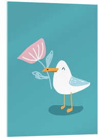 Acrylglasbild Möwe Freja mit Blume - Julia Reyelt