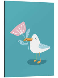 Print på aluminium Seagull Freja with flower - Julia Reyelt