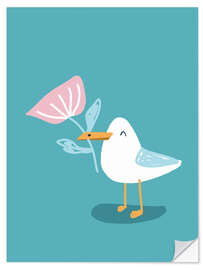 Wall sticker Seagull Freja with flower - Julia Reyelt
