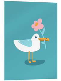 Acrylglasbild Möwe Iduna mit Blume - Julia Reyelt