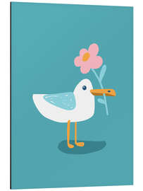 Print på aluminium Iduna the seagull with flower - Julia Reyelt