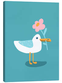 Leinwandbild Möwe Iduna mit Blume - Julia Reyelt