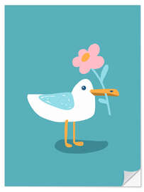Wall sticker Iduna the seagull with flower - Julia Reyelt