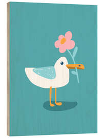 Holzbild Möwe Iduna mit Blume - Julia Reyelt