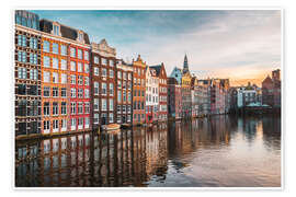 Poster Bunte Häuser in der Stadt Amsterdam - George Pachantouris