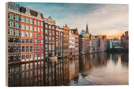 Stampa su legno Colourful houses in the city of Amsterdam - George Pachantouris