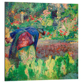 Alubild Gebückte Frau im Garten, 1905 - Franz Nölken