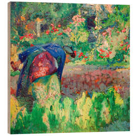 Holzbild Gebückte Frau im Garten, 1905 - Franz Nölken
