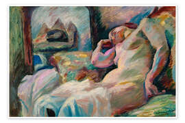 Wandbild Schlafender weiblicher Akt vor einem Spiegel, 1915 - Franz Nölken