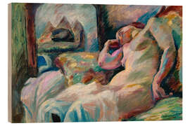 Holzbild Schlafender weiblicher Akt vor einem Spiegel, 1915 - Franz Nölken