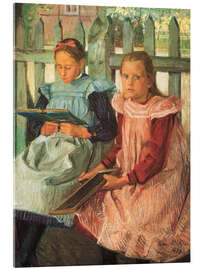 Acrylglasbild Zwei Mädchen am Gartenzaun, 1904 - Franz Nölken