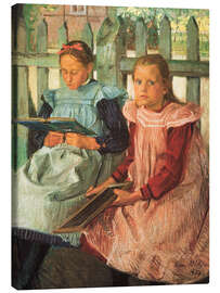 Tableau sur toile Two Girls at the Garden Fence, 1904 - Franz Nölken