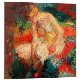 Alubild Sitzender Akt beim Ankleiden, 1908 - Franz Nölken