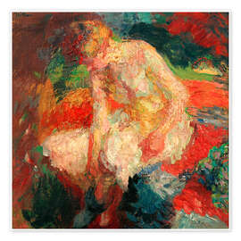 Wandbild Sitzender Akt beim Ankleiden, 1908 - Franz Nölken