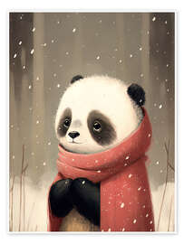 Wandbild Panda im Schnee - Bilge Paksoylu