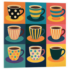 Acrylglasbild Bunte Kaffeetassen