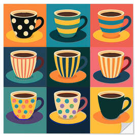 Wall sticker Colourful coffee cups